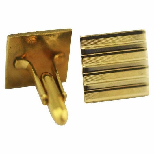 Correct D&B Dolan Bullock 14 Karat Gold Pin Striped Style Square Mens Cufflinks