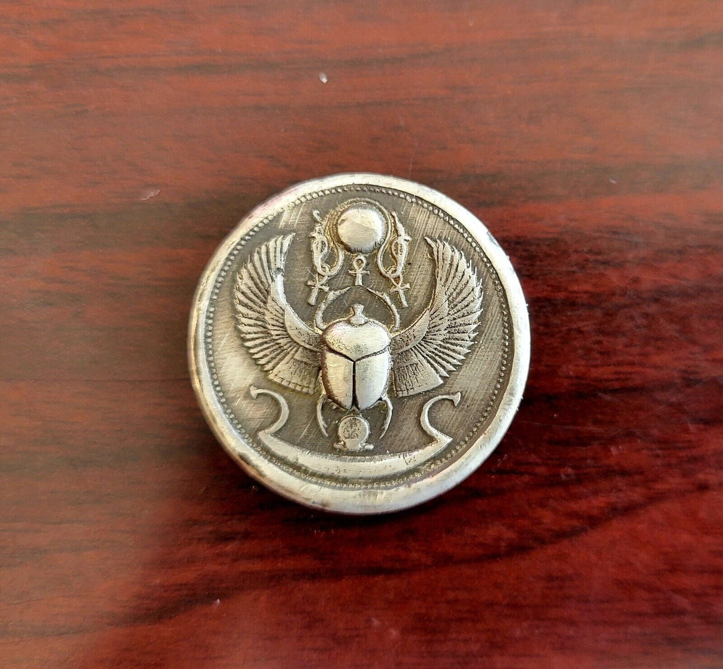 Scarab Beatle Egyptian Round MK Barz 1 oz  .999 Fine Silver Round