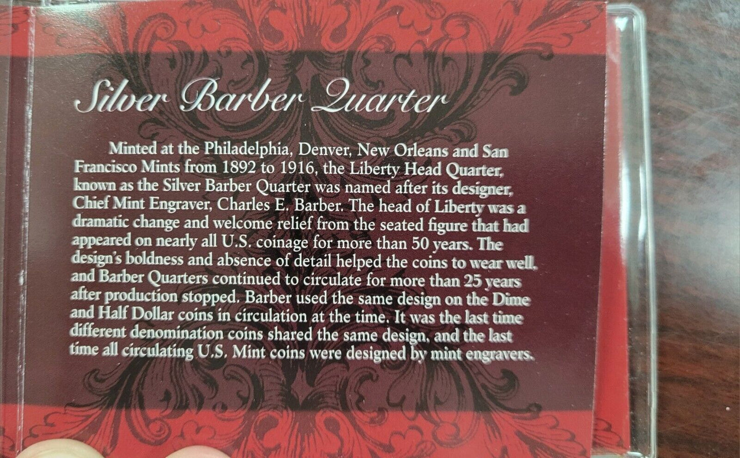 1910's Silver Barber Quarter Layered In Pure Gold - 1912