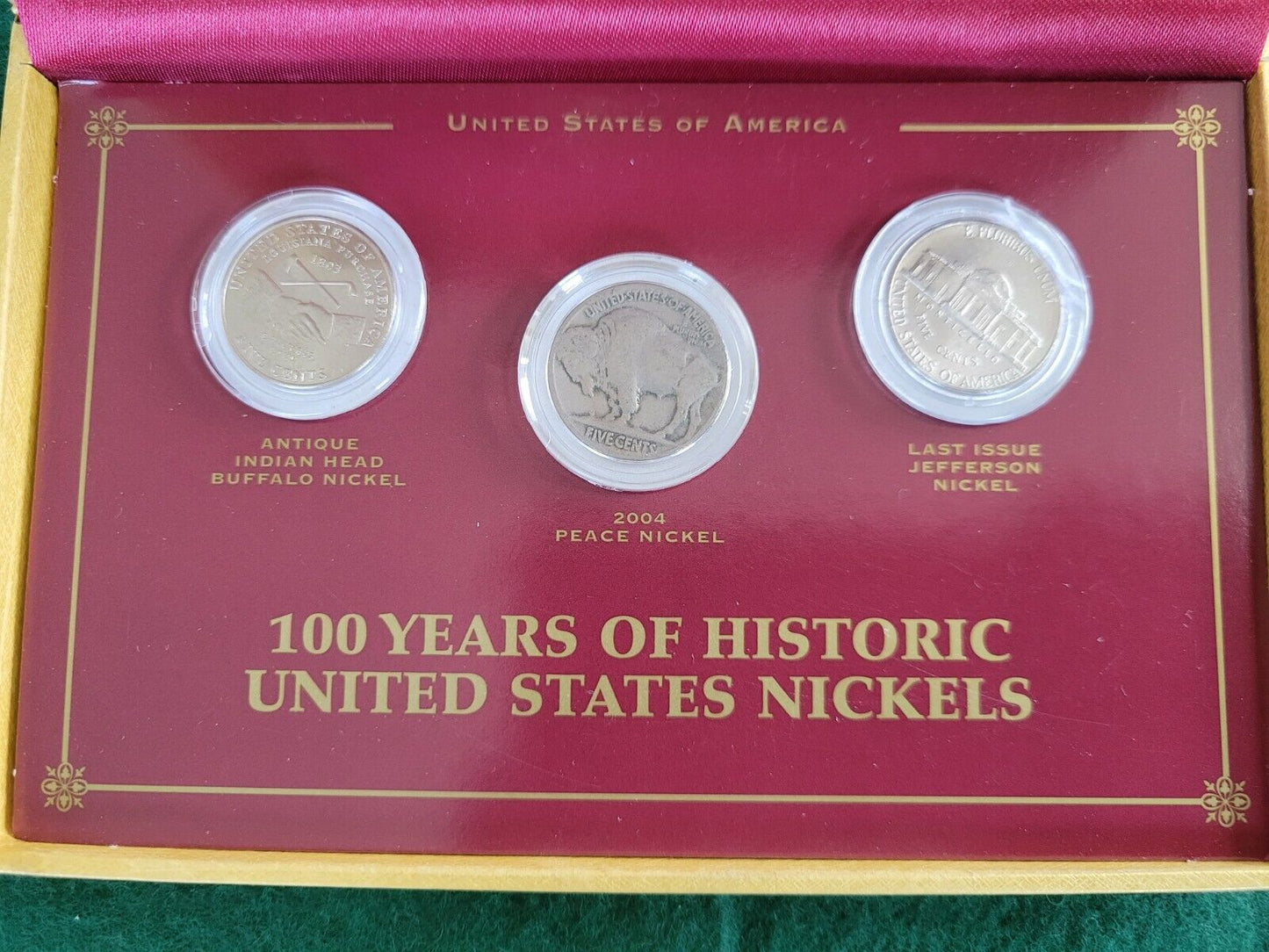 100 Years Of Historic United States Nickels Set 1927 Buffalo P, 2004 P, 2003 D