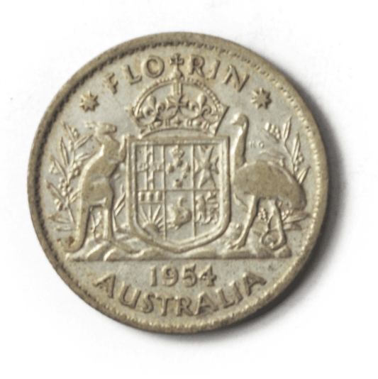 1954 m Australia Florin Silver Coin KM# 54