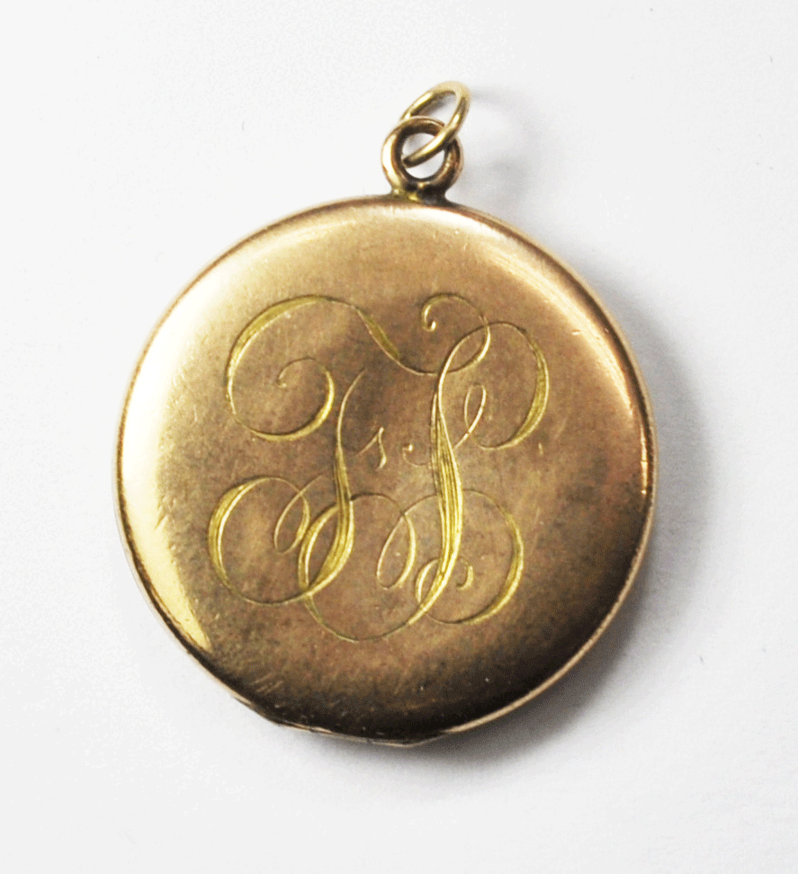 Vintage Gold Filled B&B Ornate Lady Waves Liberty Round Pendant Fob 29mm