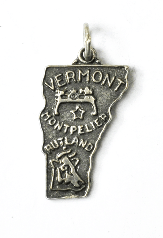 Sterling Bell Trading Vermont Montpelier Rutland Cow Travel Charm 24mm x 13mm