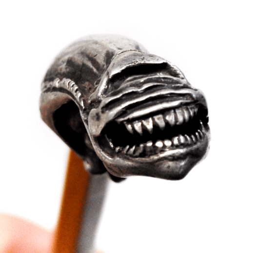 Sterling Silver Alien Pencil Eraser Cap heavy Articulated Jaw Mouth 1-3/4"