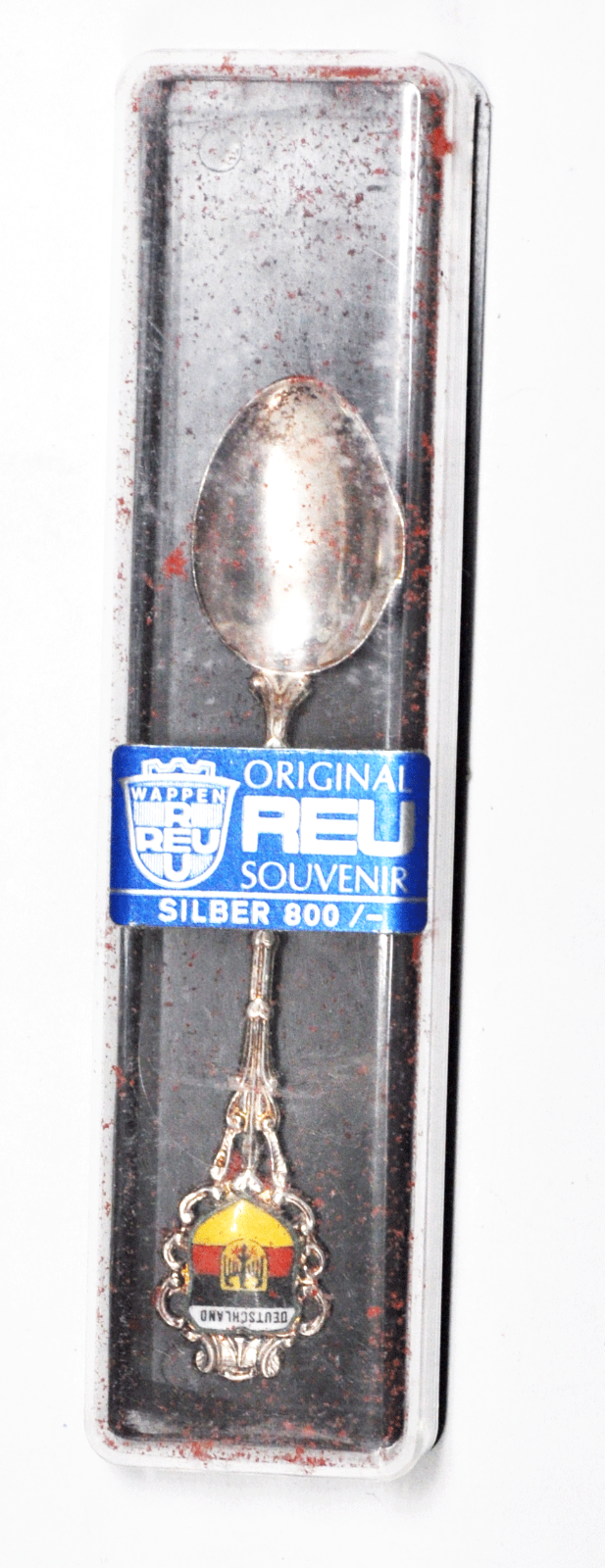 800 Fine Silver Germany Deutschland REU Souvenir Spoon In Plastic Holder