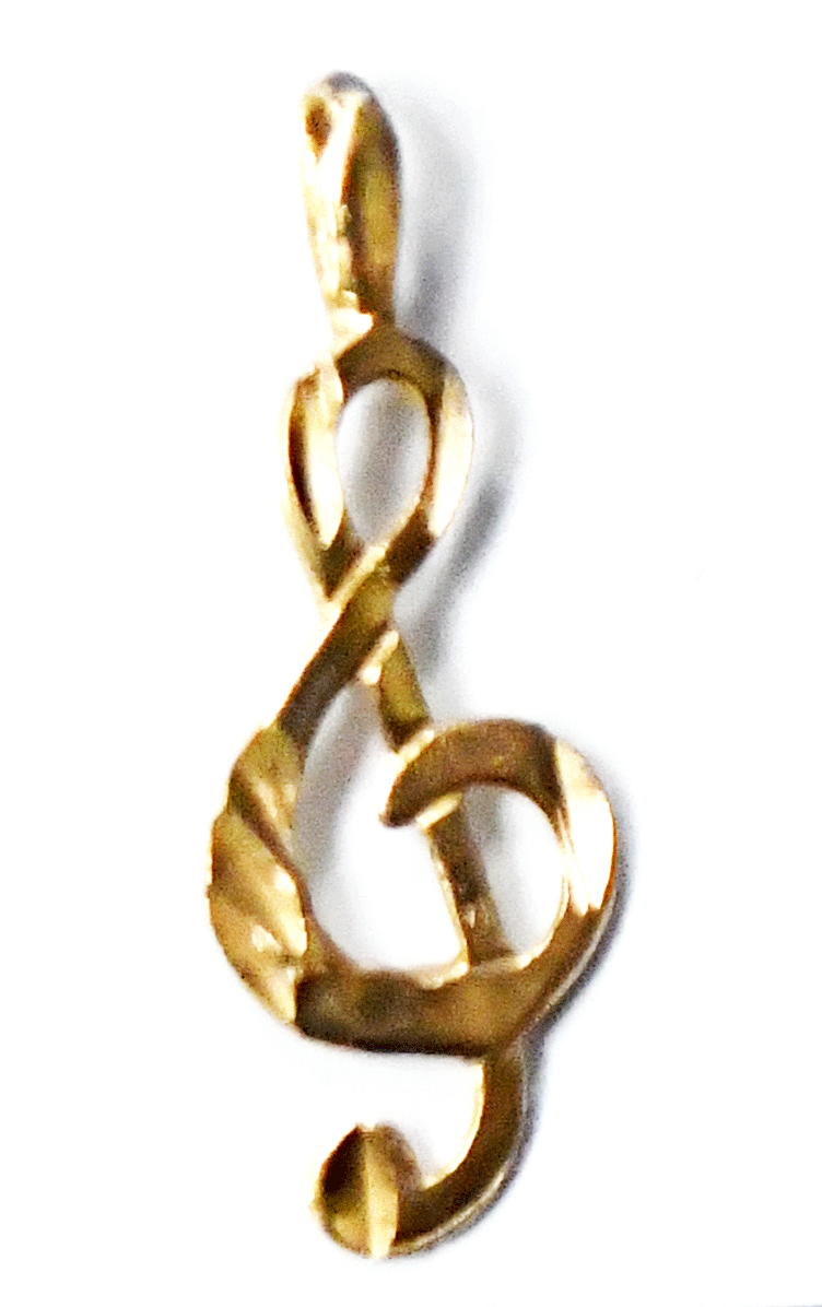 14k Gold VG Music Treble Note Pendant Charm 22mm x 7mm