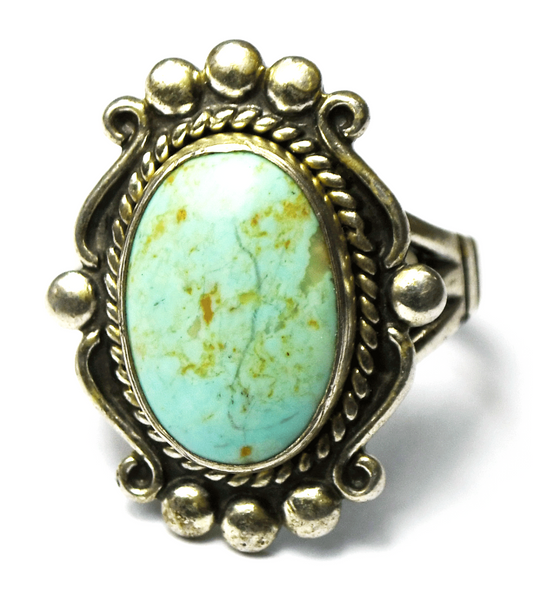 Sterling Silver Bell Trading Pale Turquoise Oval Ring 26mm Size 9