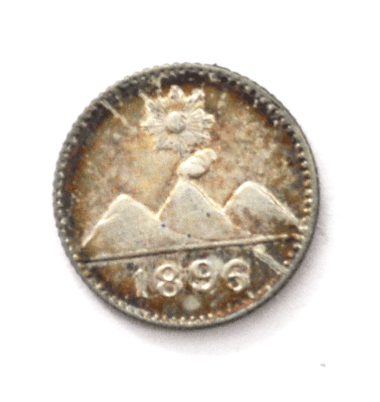 1896 Guatemala 1/4 Quarter Real Silver Coin KM# 162