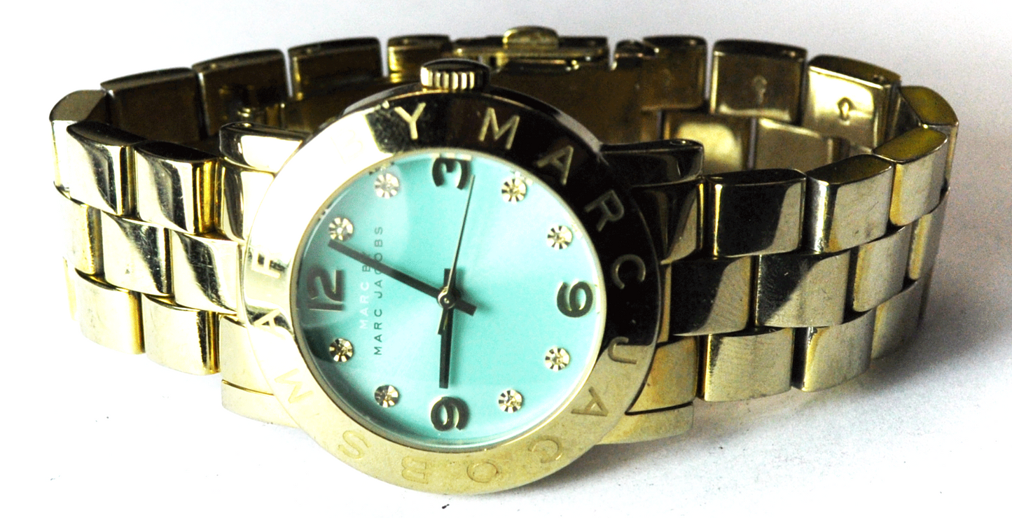 Marc Jacobs Gold Tone Blue Dial Wristwatch 35mm Quartz MBM3301