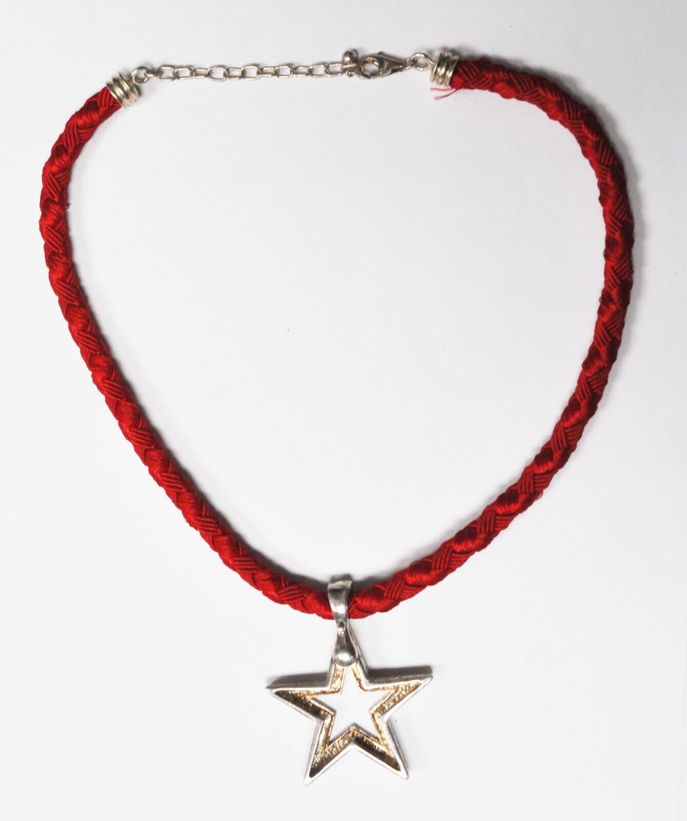 Sterling Joseph Esposito Red Rope Star 51mm Pendant Christmas Necklace 18"