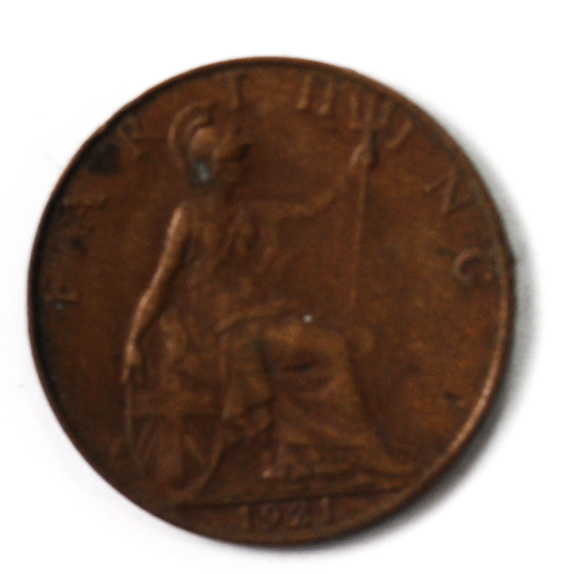 1921 1F Great Britain Farthing Bronze Coin