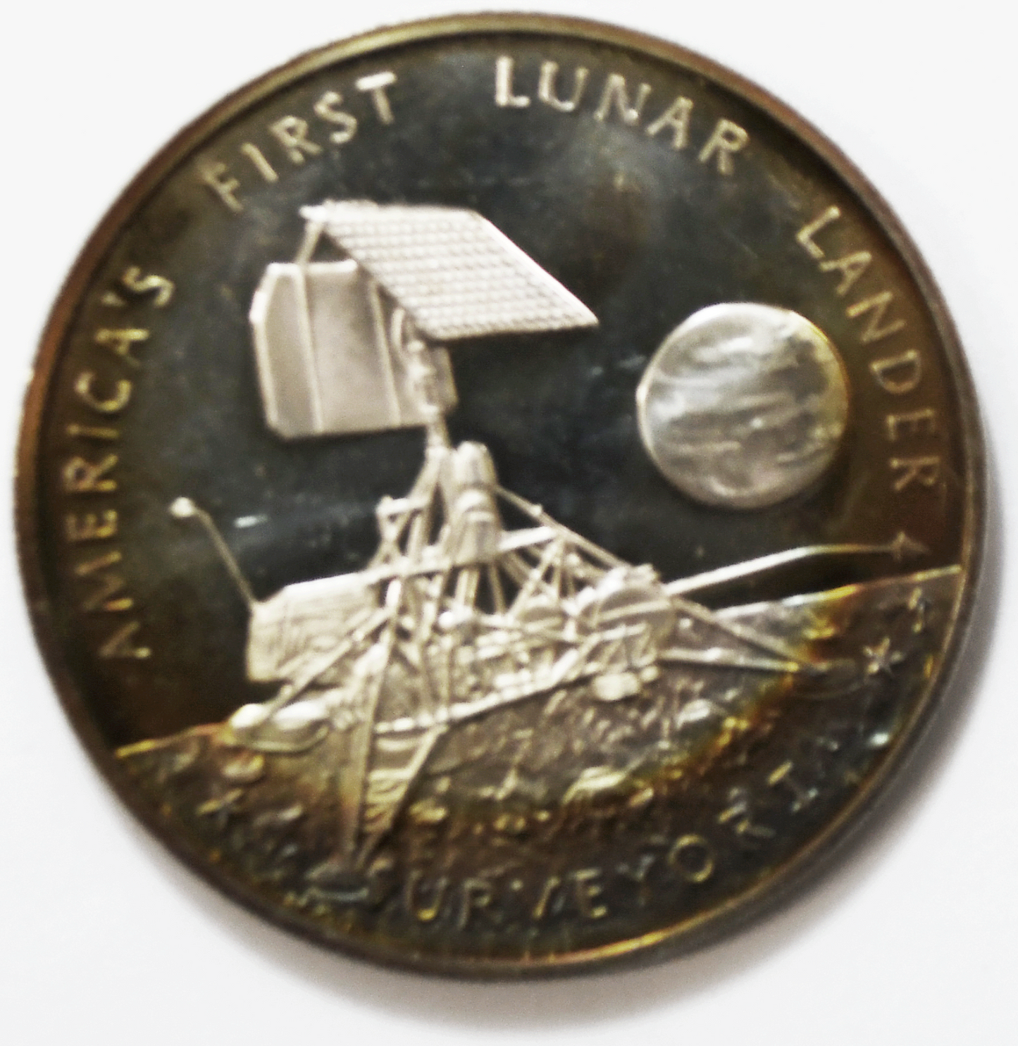 Sterling Franklin Mint Proof America's First Lunar Lander Surveyori 39mm