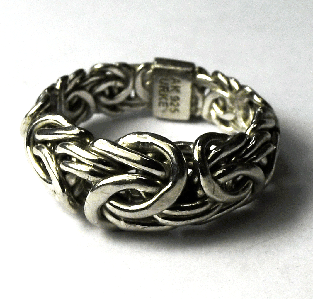 Sterling Silver Atasay Kuyumculuk Ring Byzantine 9mm Size 7-1/2