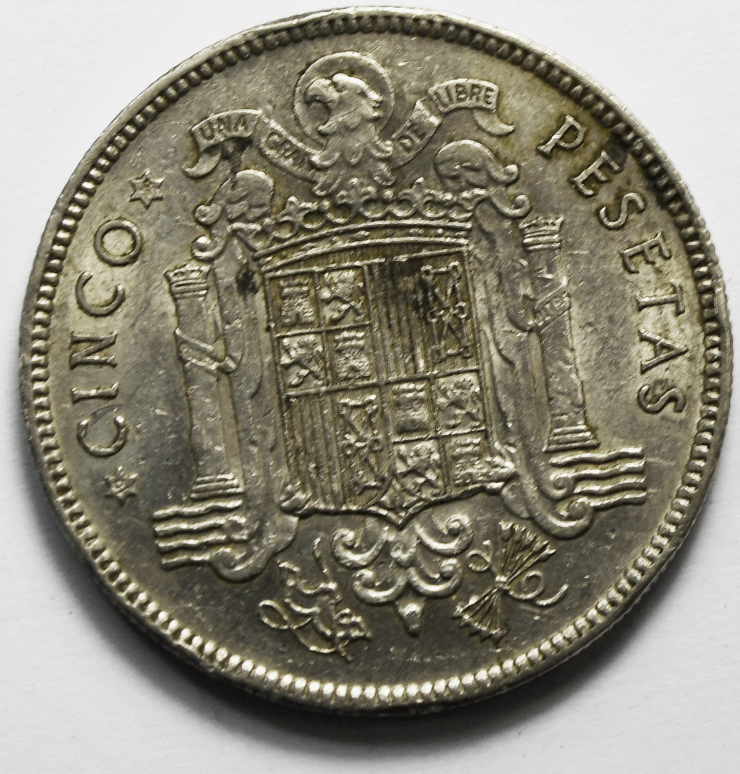 1949 (49) Spain 5 Pesetas KM# 778 Nickel Coin