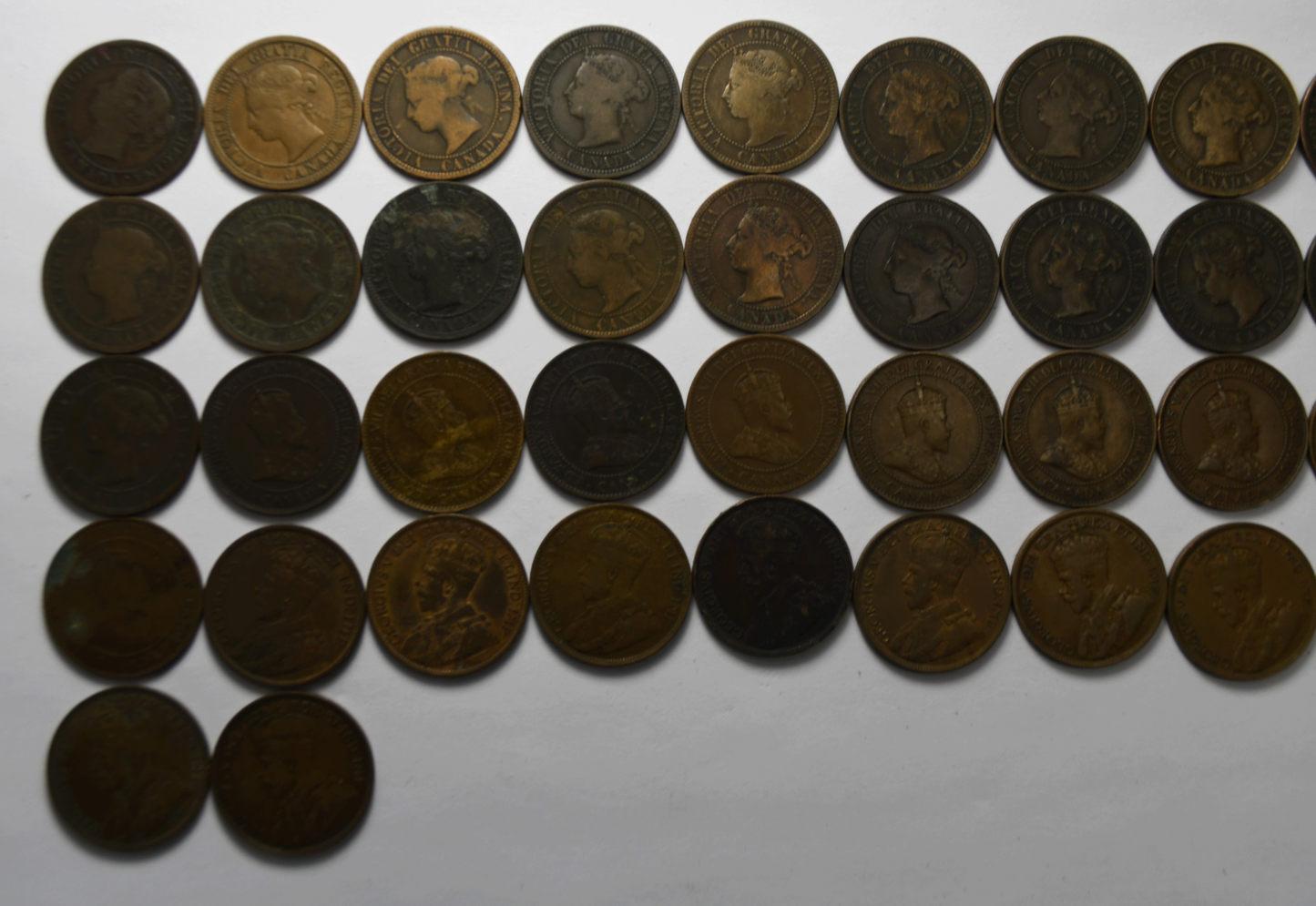 1859-1920 1c Canada Large Cents Collection No Duplicates 38 Coins  Bronze