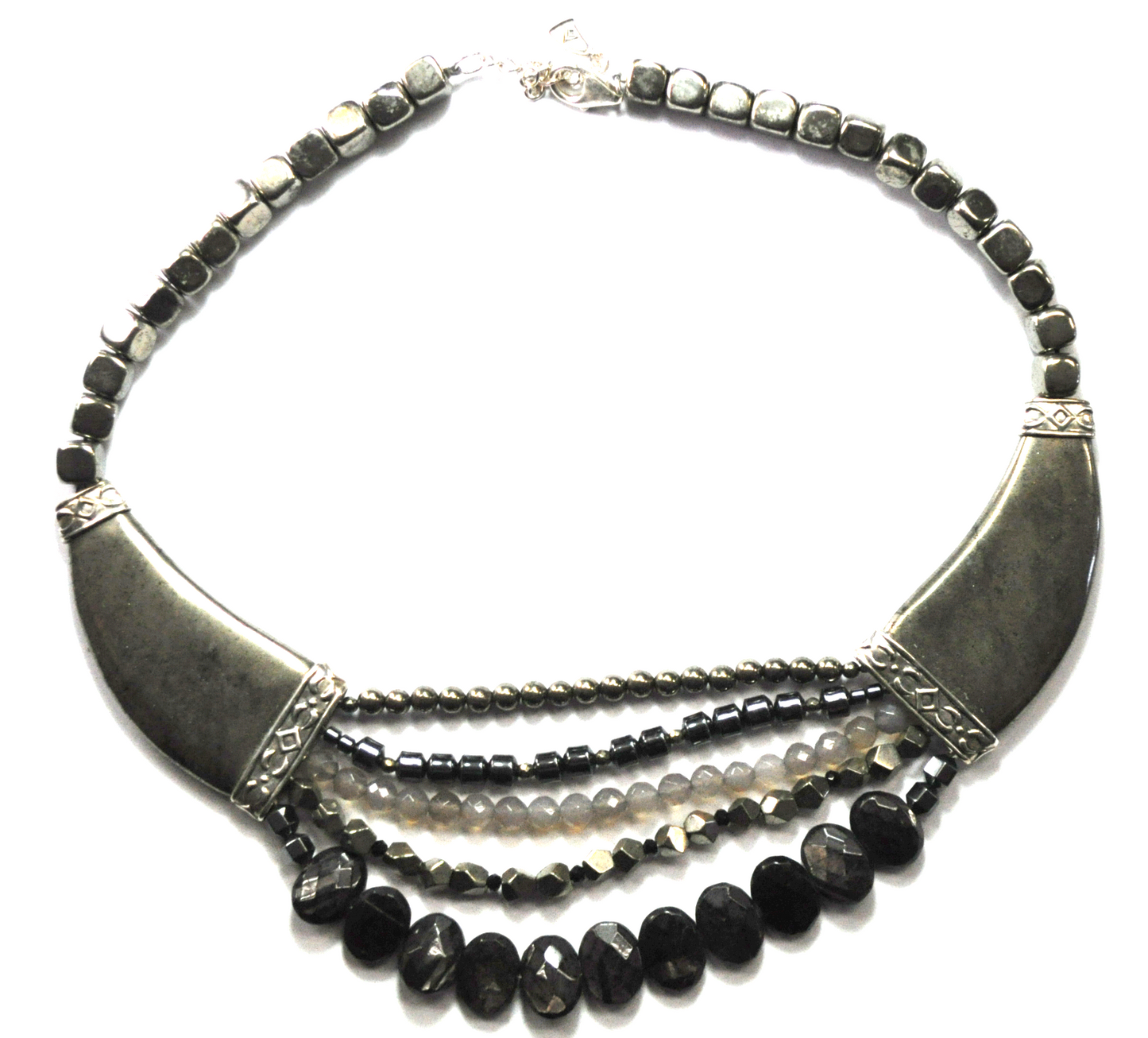 Silpada Grandeur Hematite Pyrite Enstatite Quartz Bead 5 Strand Necklace N2928