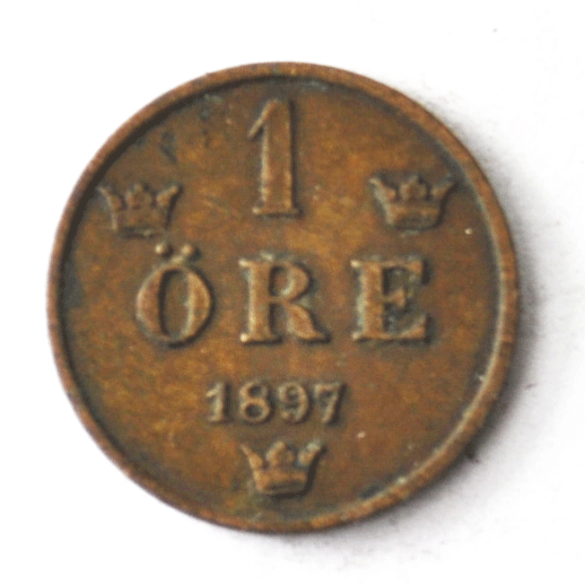 1897 Sweden Öre KM# 750 One Ore Bronze Coin