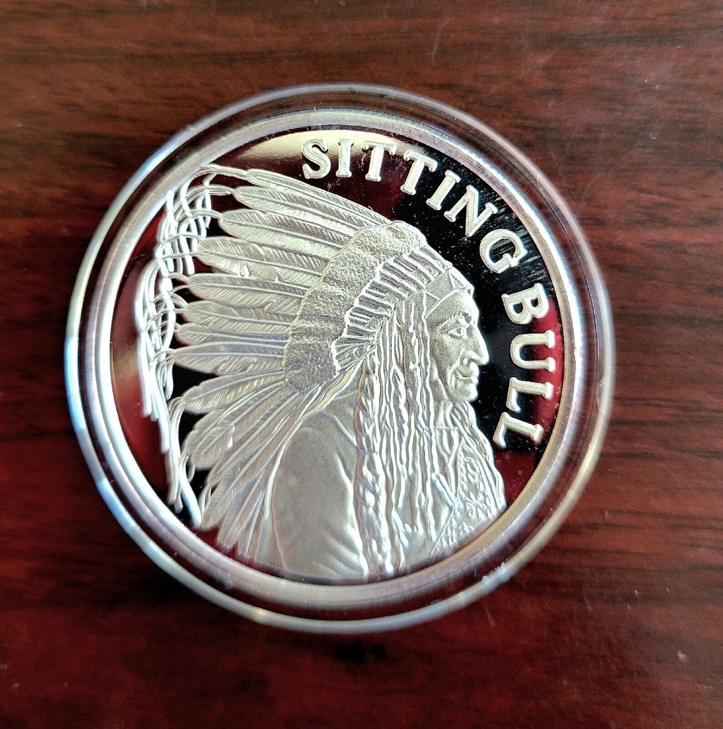 Sitting Bull - 1oz .999 Fine Pure Solid Silver Bullion Round Encapsuled