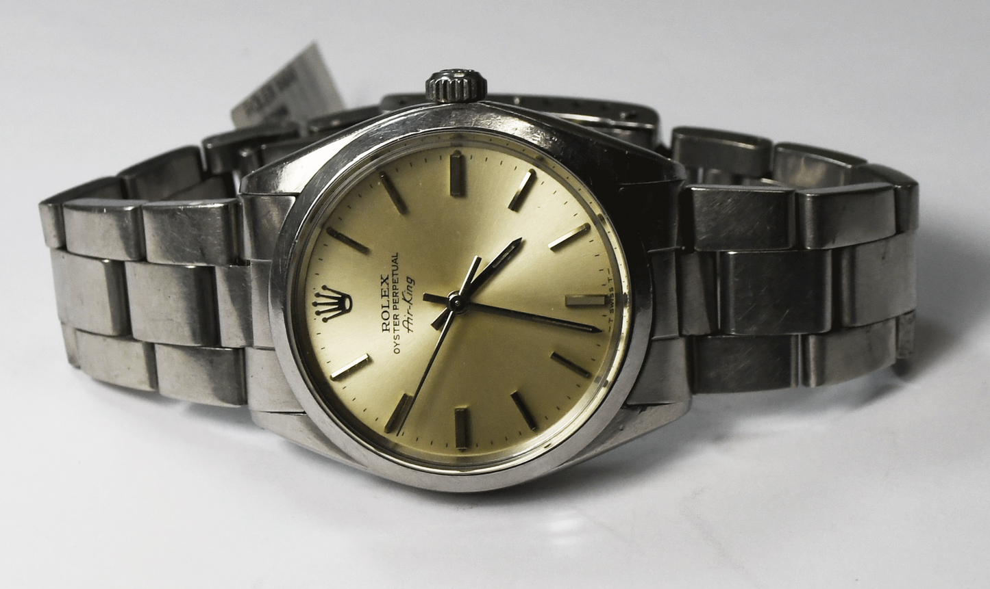 1980 Men's Rolex Air King 5500 34mm Stainless Steel Automatic Wristwatch