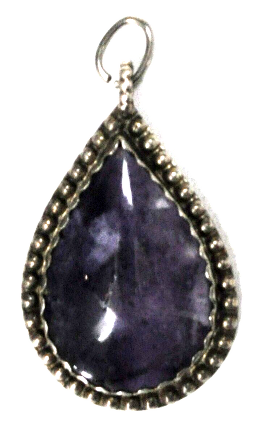 Sterling Silver  Purple Amethyst Teardrop Pendant 22mm x 37mm