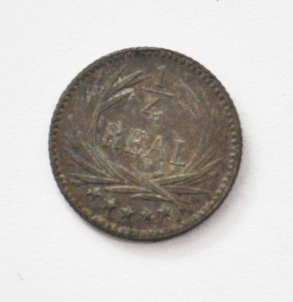 1896 Guatemala 1/4 Quarter Real Silver Coin KM# 162