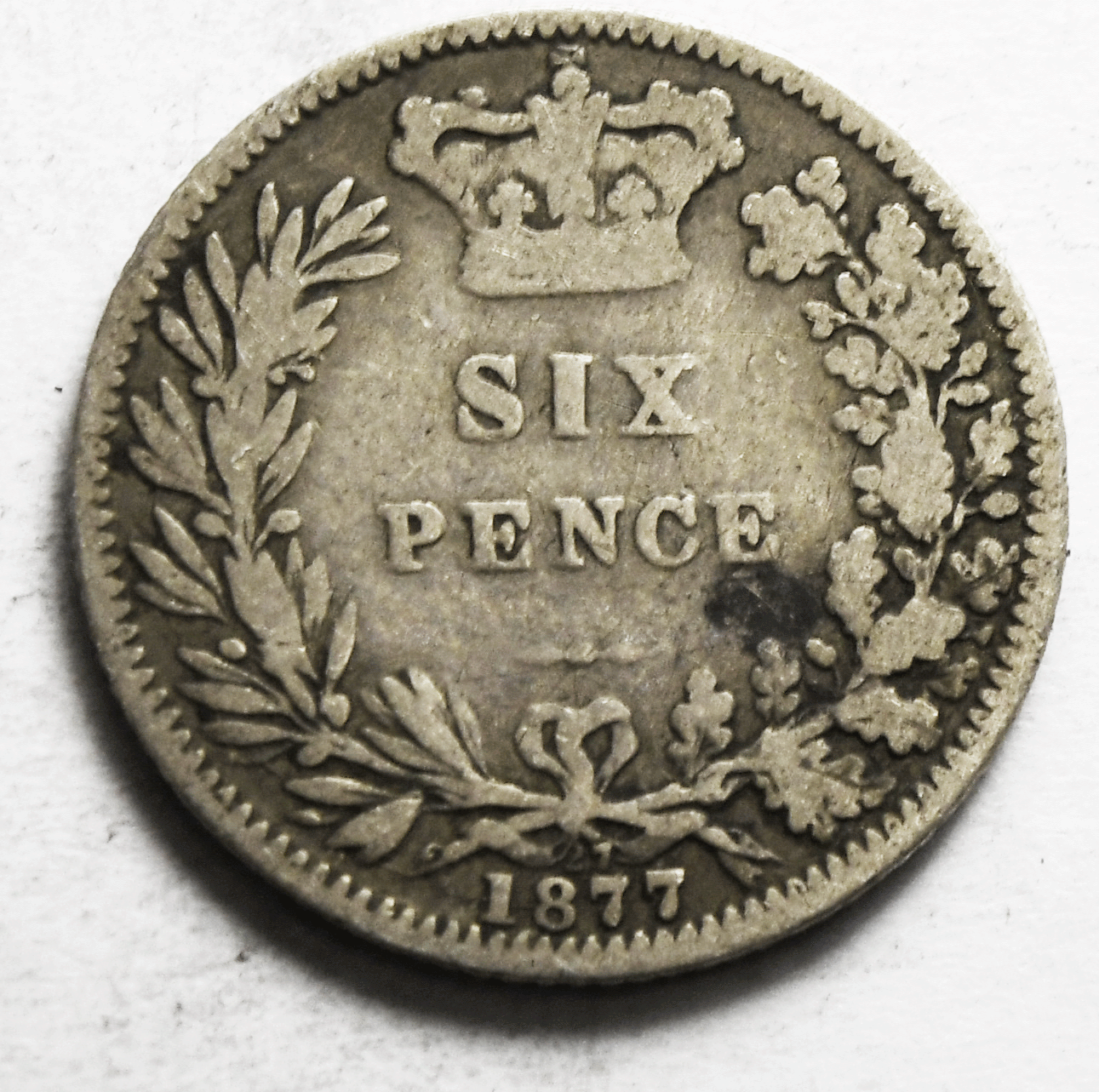 1877 Great Britain 6 Six Pence KM# 751.1  Silver Coin Die#27