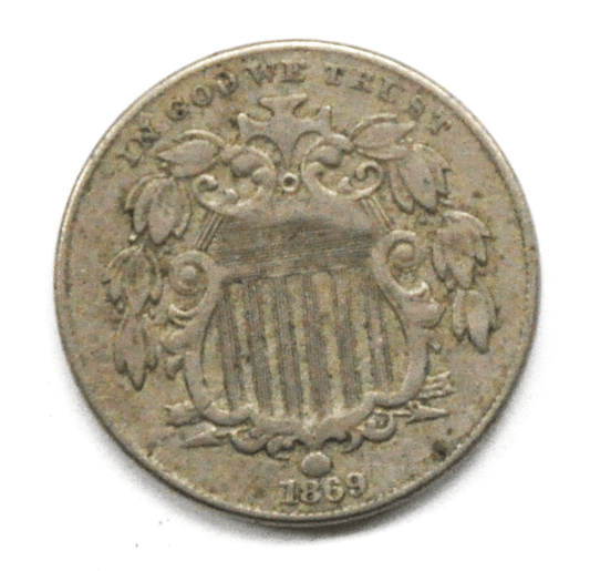 1869 5c Shield Nickel Five Cents US Coin