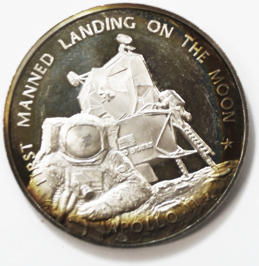 Sterling Franklin Mint Proof America's First Manned Landing Moon Apollo 11 39mm