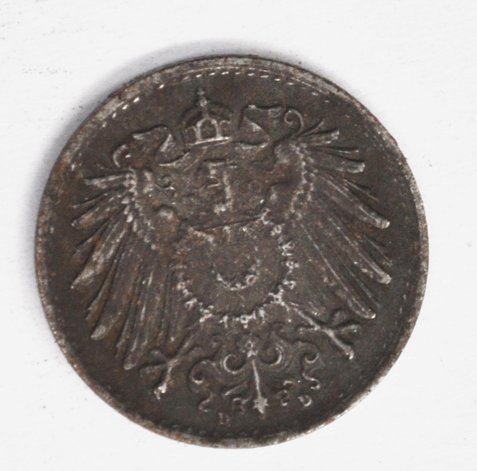 1921 D Germany Empire Five 5 Pfennig Iron Coin KM# 19