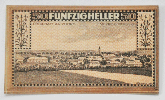 1920 50 Heller Austria Notgeld Banknote Bodendorf Uncirculated