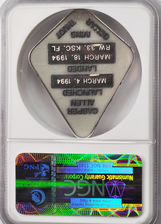 1994 STS-62 Robbins Silver Space Medal Unflown #102 NGC MS64 Columbia