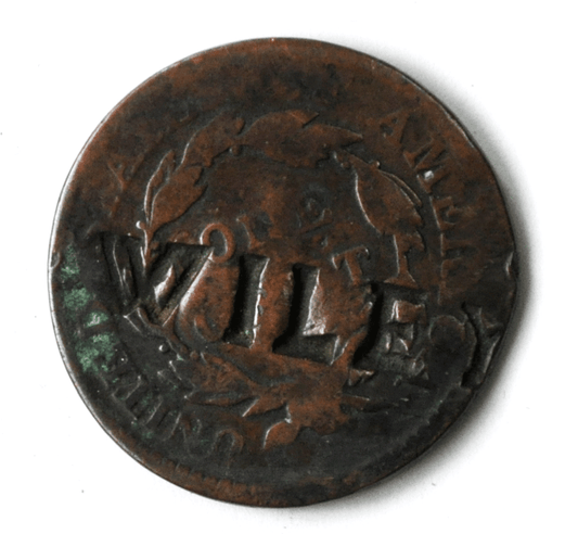 1817 1c Large Cent Matron Coronet Head Penny Wiley Counter Stamp