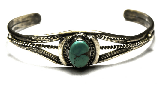 Sterling Childs Small Turquoise Split Cuff 13mm Bracelet 5.5" Wrist