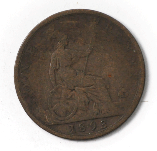 1893 Great Britain Penny Bronze Coin KM# 755