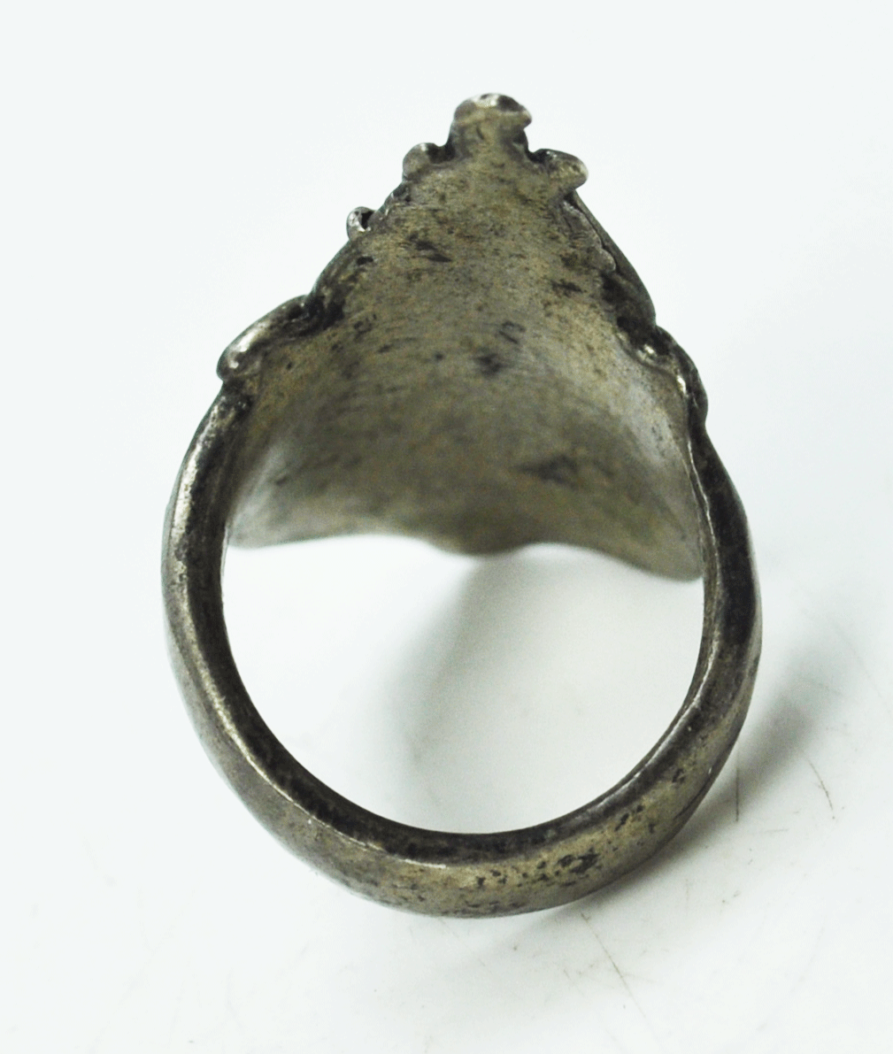 Sterling Silver Antique Ancient India Hindu Asia Bust Ring 31mm Size 6