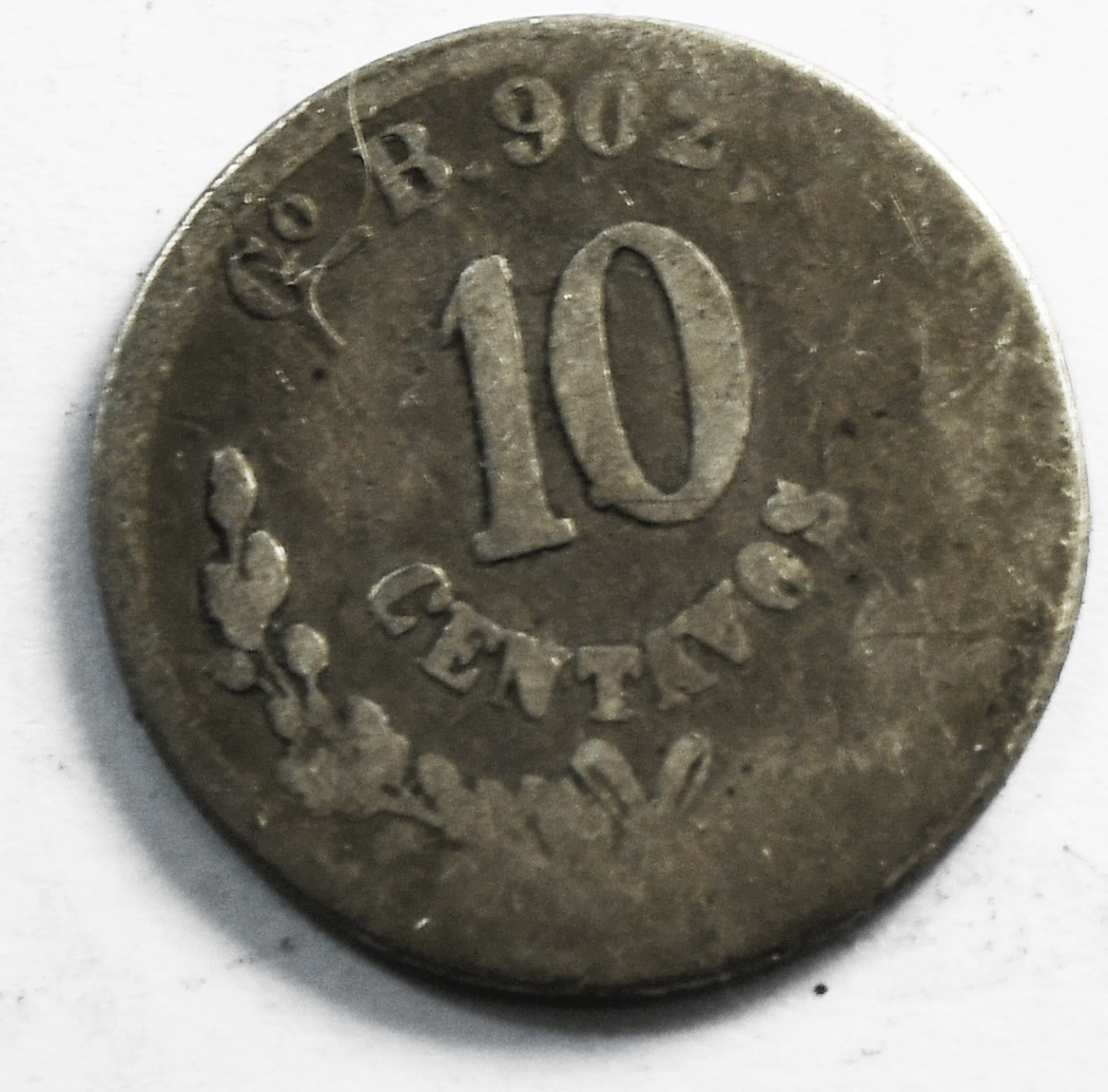 1884 Go B Mexico Second Republic 10 Centavos Silver Coin  KM# 403.5