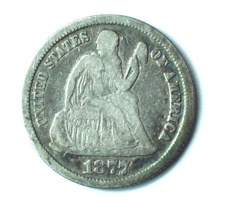 1877 CC 10c Seated Silver Dime Ten Cents Carson City