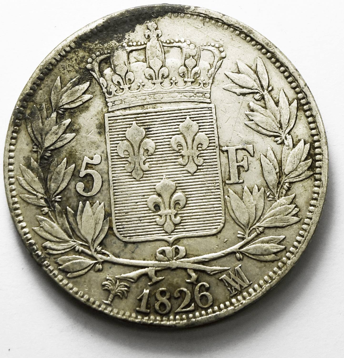 1826 MA France 5 Five Francs Silver Coin KM# 720.10