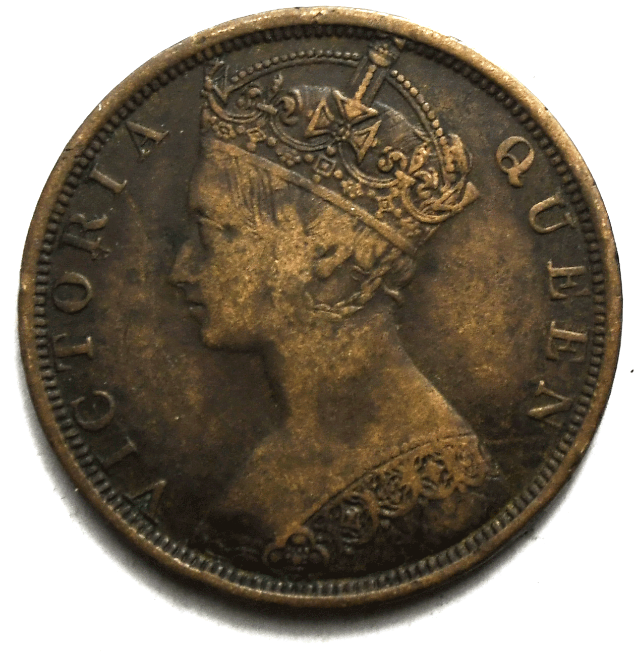 1901 Hong Kong One Cent Copper Coin KM# 4.3