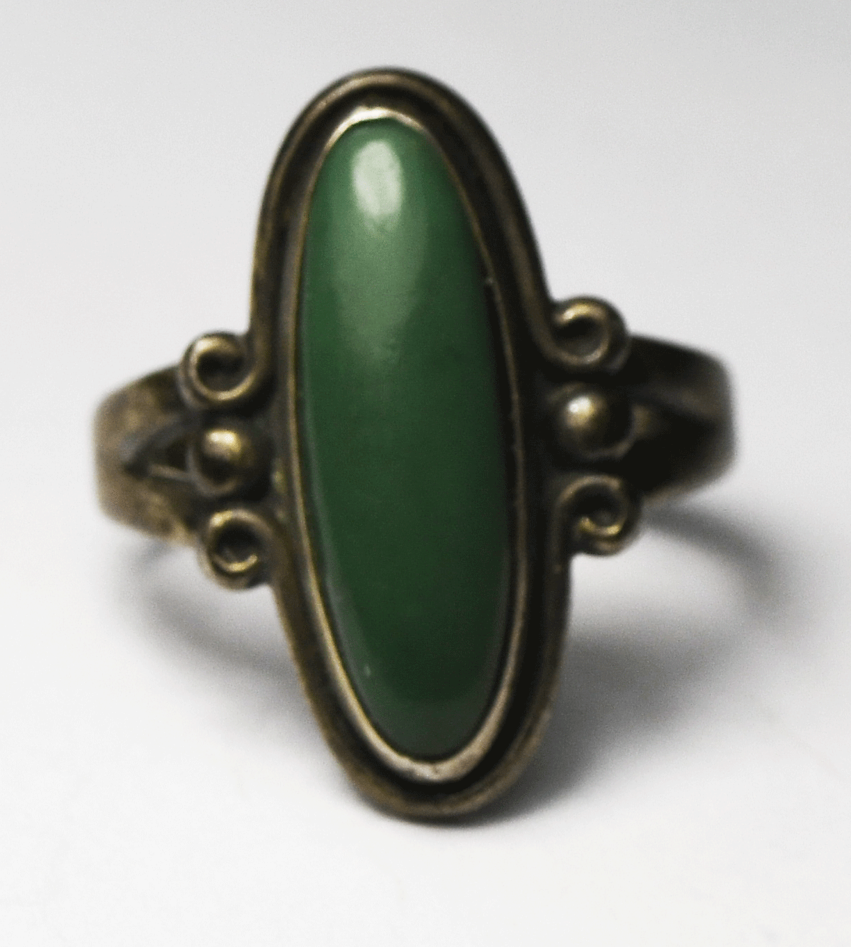 Sterling Silver Antique Bell Trading Green Turquoise Ring 20mm Size 6