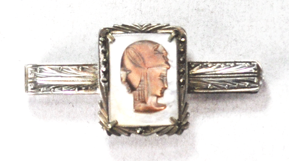 800 Fine Silver Camexco MOP Three 3 Face Cameo Money Tie Clip 2" x 23mm