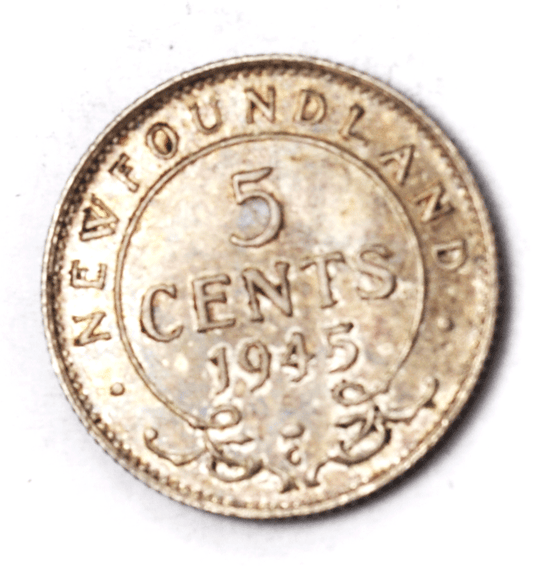 1945 C Canada Newfoundland 5 Five Cents Silver Coin KM# 19a