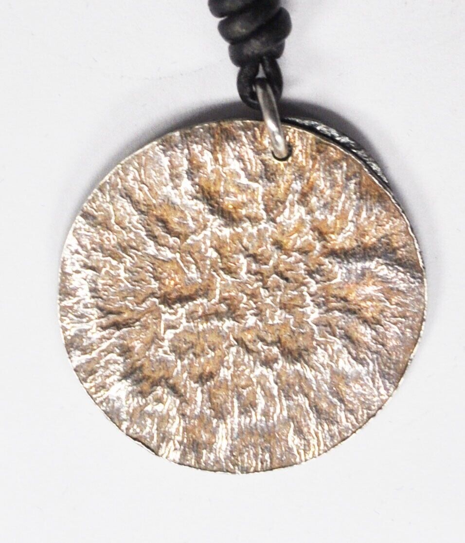 Sterling Silpada N1710 Two Disc Hammered Pendants 32mm Black Cord Necklace 18"