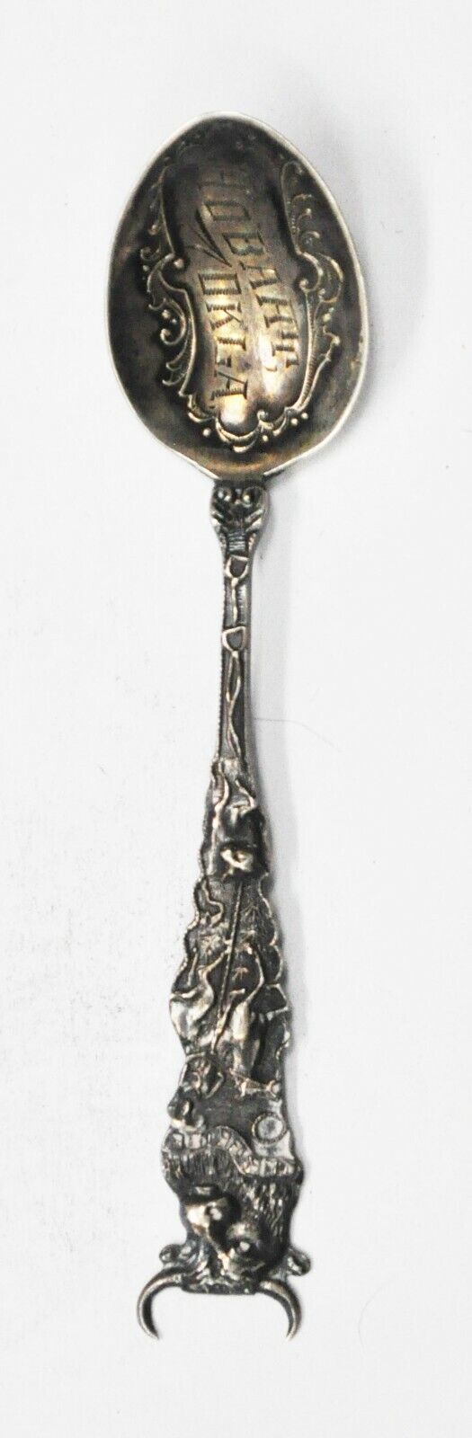 Sterling Paye & Baker Bull Cowboy Handle Souvenir Spoon Hobart Oklahoma 4-1/8"