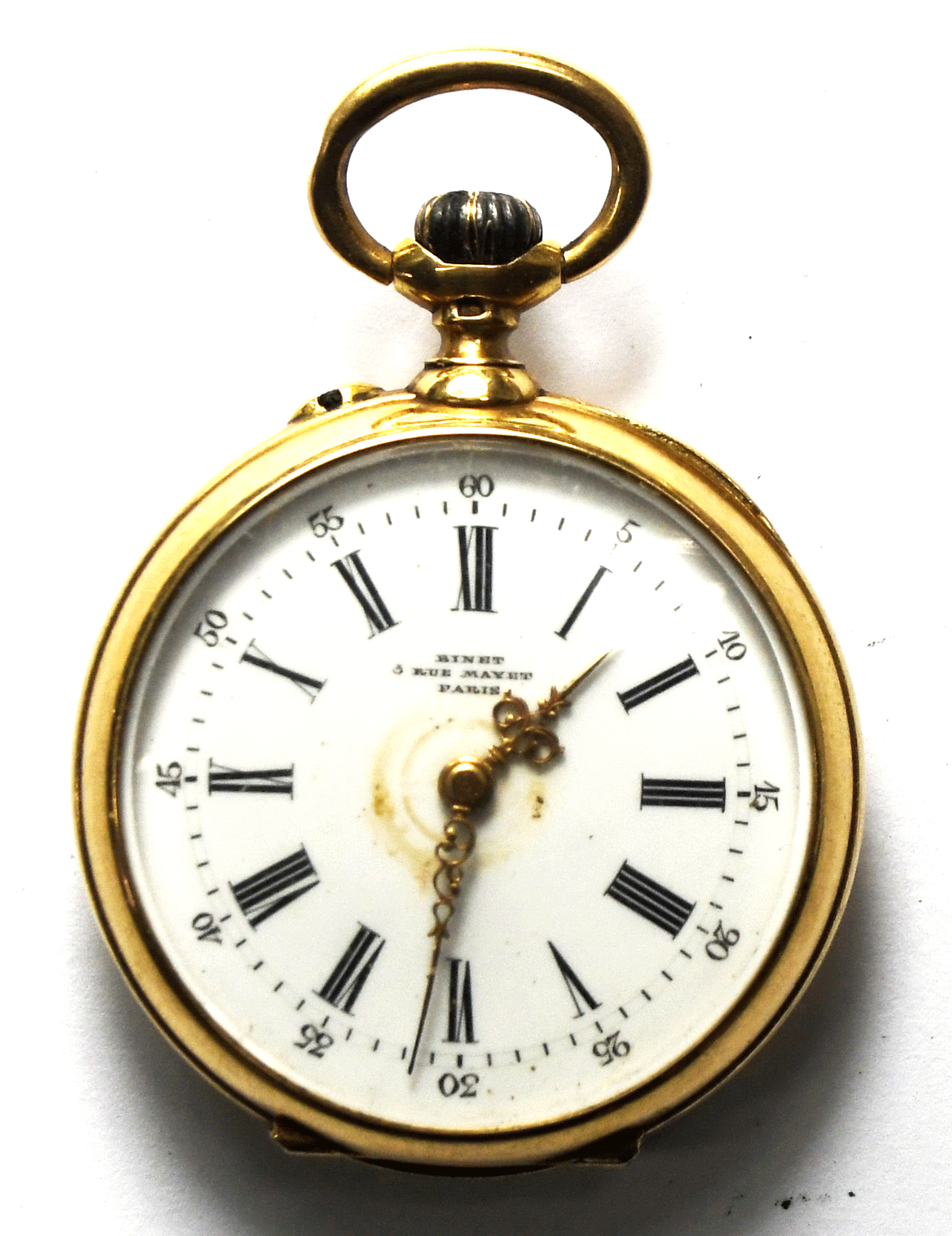 Binet & Rue Mayet Paris 18k Gold Pocket Watch 32mm Case