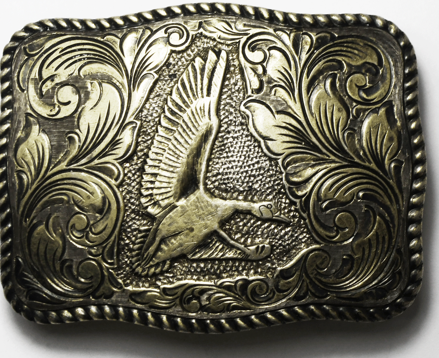 Sterling San Carlos Crumrine Santa Ana CA Eagle 3-1/8" x 2-3/8" Belt Buckle 39mm