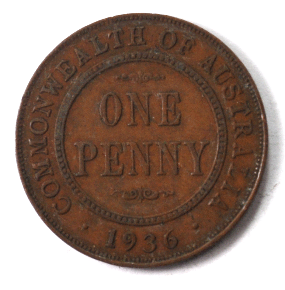 1936 Australia Penny KM# 23 Bronze Coin