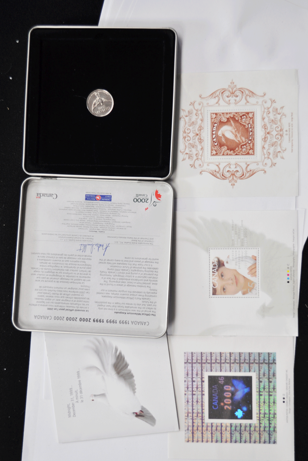 1999 2000 Canada Millennium Stamp & Coin Set 2000 Medal & Stamps