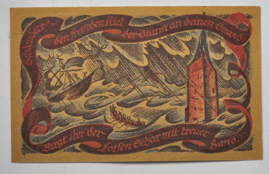 1921 Germany Oldenburg 50 Funfzig Handelskammer Uncirculated Note Stormy Sea