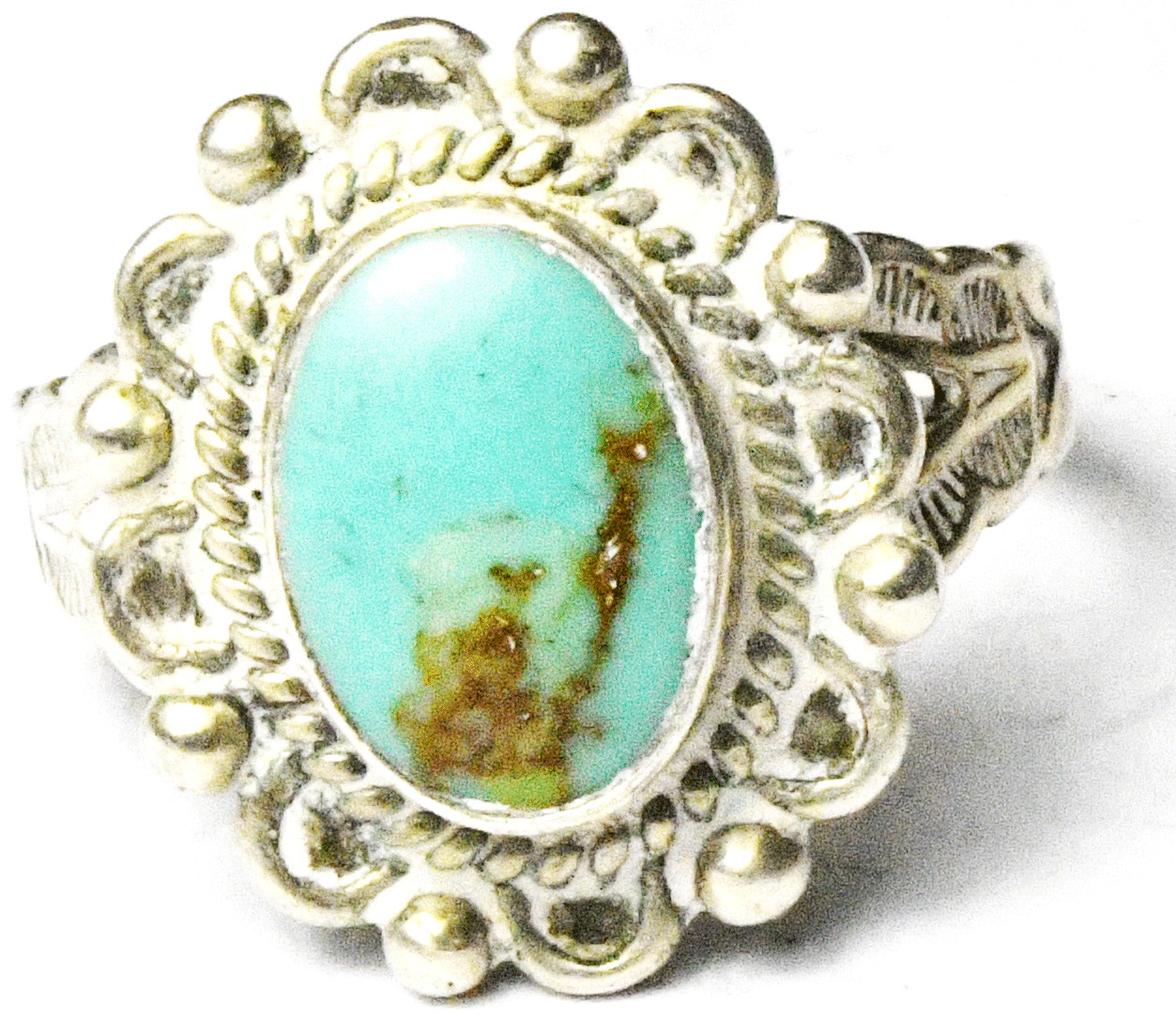 Sterling Pacific Jewelry Company Oval Turquoise Ring 17mm Size 5.5